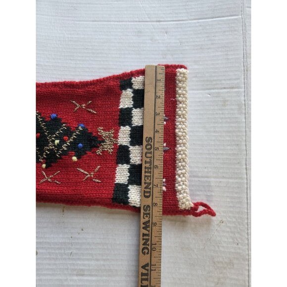 Berek Red Wool Christmas Stocking Hand Knit Tree 20" - Picture 5 of 8